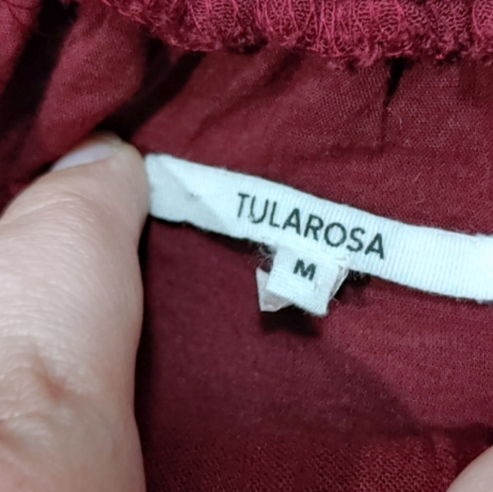 Tularosa Burgundy Red Fiona Off Shoulder Embroidered Mini Dress Size Medium M - Picture 8 of 11